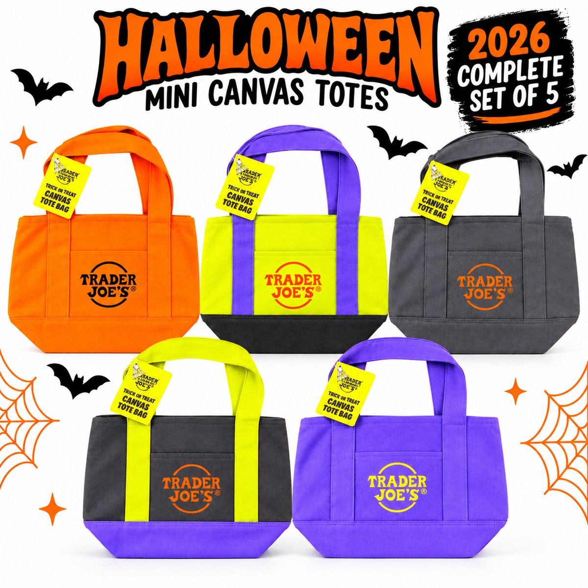 Trader Joe's Halloween Mini Tote Set of 5