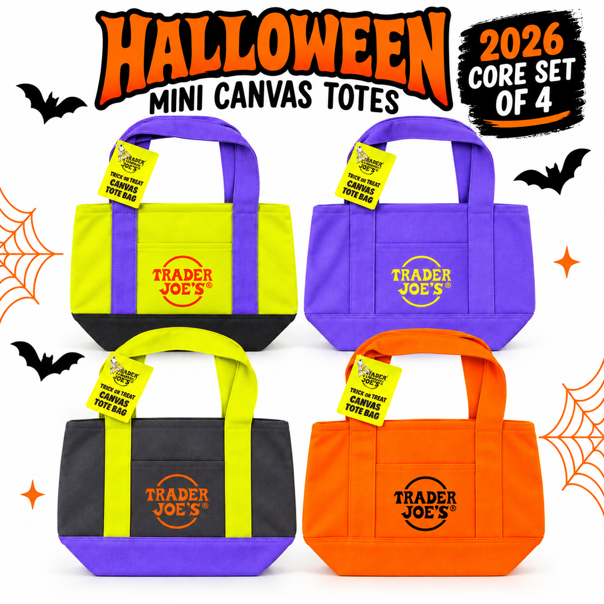 Trader Joe's Halloween Mini Tote Set of 4