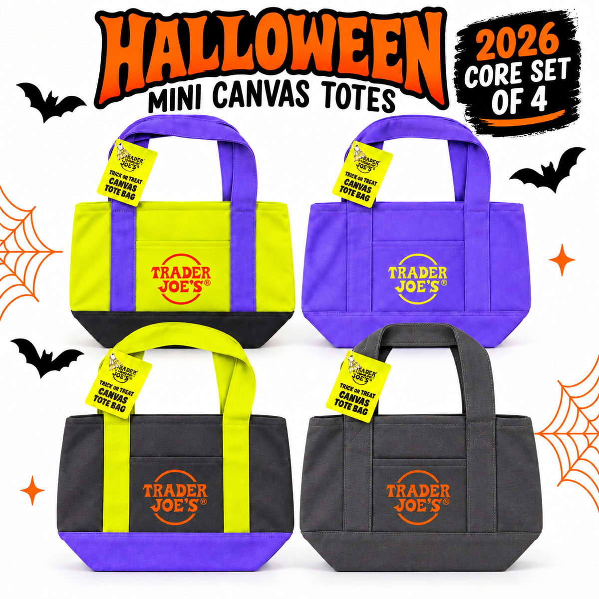 Trader Joe's Halloween Mini Tote Set of 4