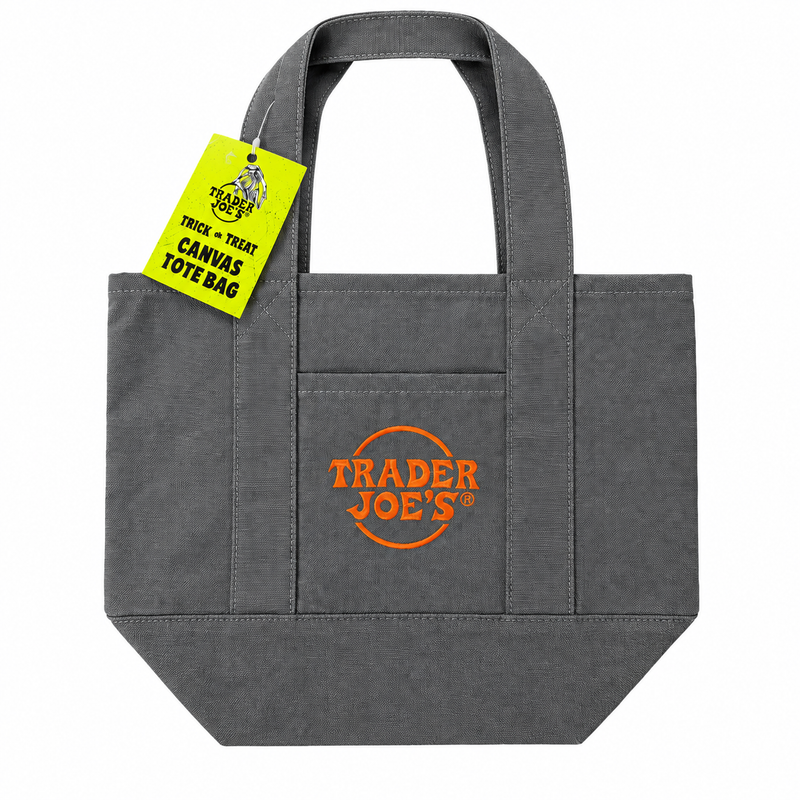 Trader Joe's Halloween mini canvas tote in black and orange