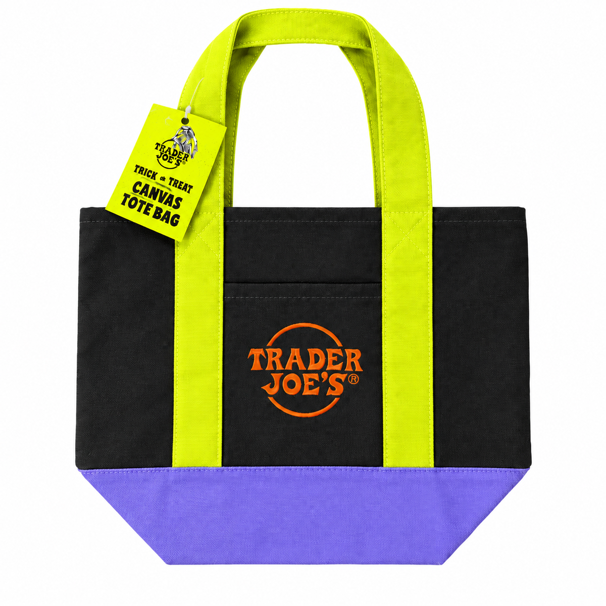 Trader Joe's Halloween mini canvas tote in black and multicolor