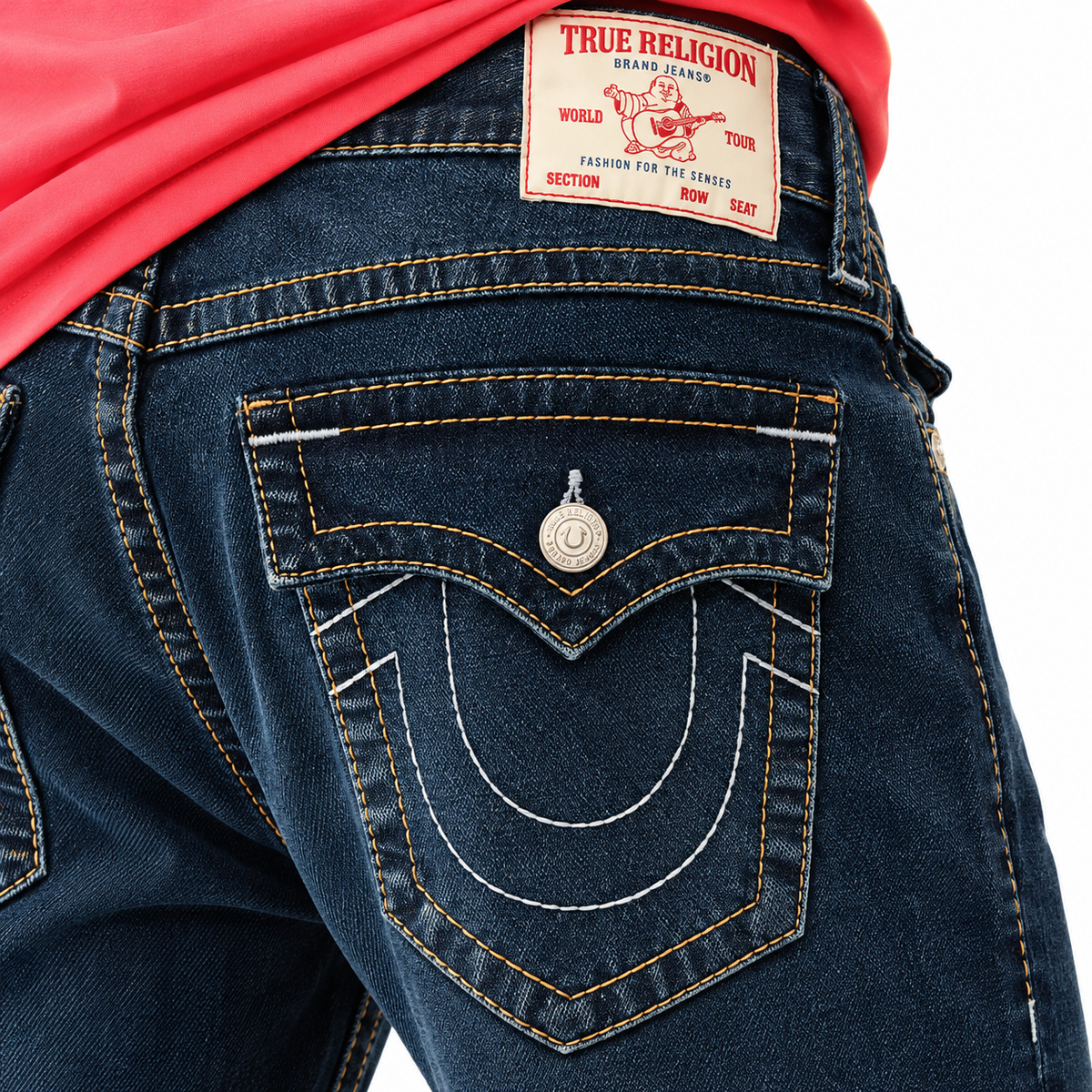 True Religion Ricky Big T Flap Straight Jean, Dark Sultry Wash pocket